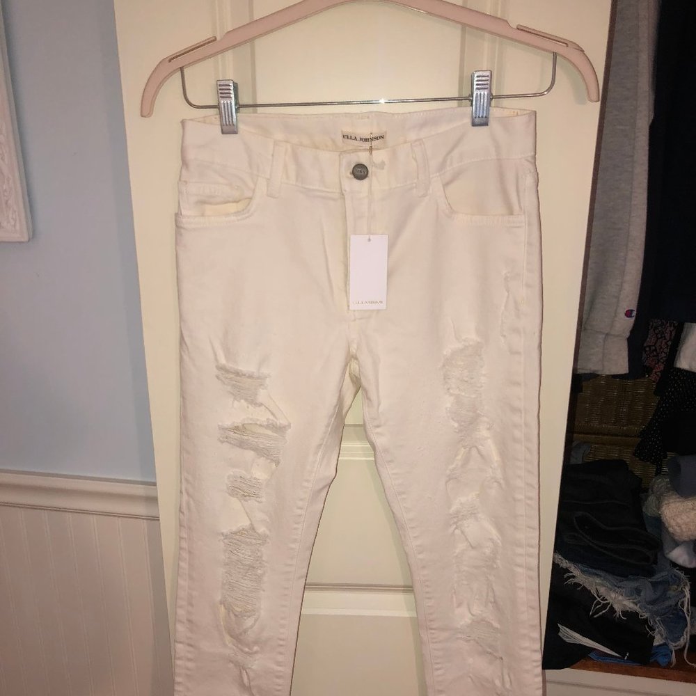 Ulla Johnson White Distressed Jeans
